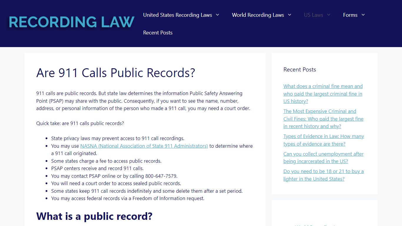 Are 911 Calls Public Records? - Recording Law